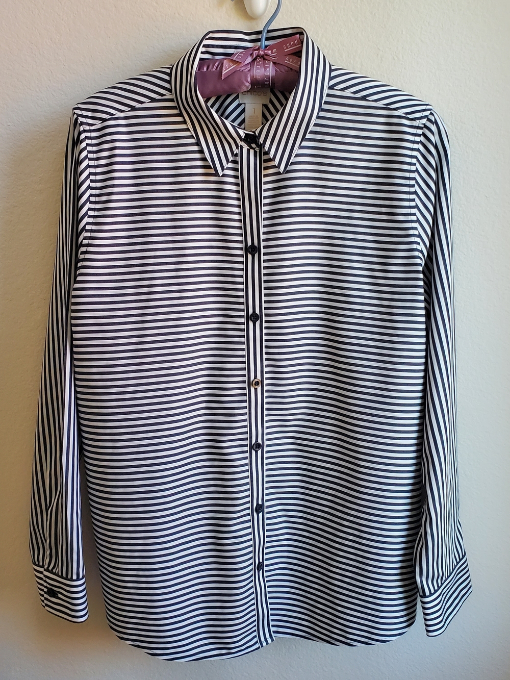 Chico's Black and White Button-Down Shirt